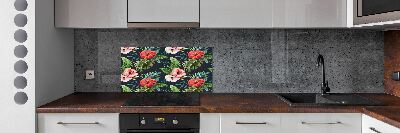 Panneau crédence cuisine Fleurs et feuilles exotiques
