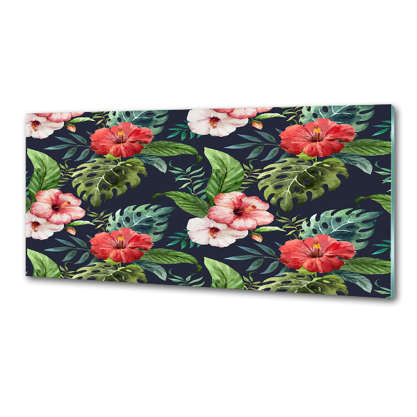 Panneau crédence cuisine Fleurs et feuilles exotiques