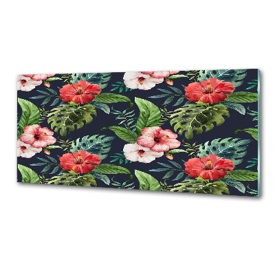 Panneau crédence cuisine Fleurs et feuilles exotiques