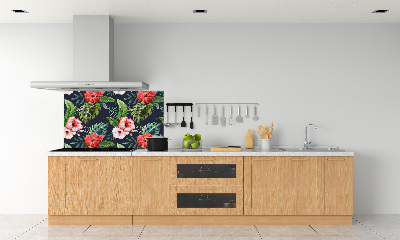 Panneau crédence cuisine Fleurs et feuilles exotiques