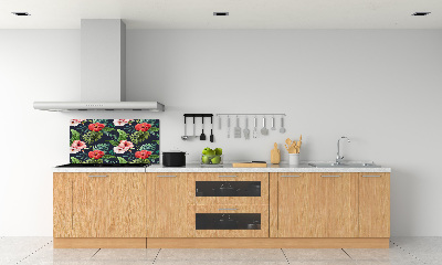 Panneau crédence cuisine Fleurs et feuilles exotiques