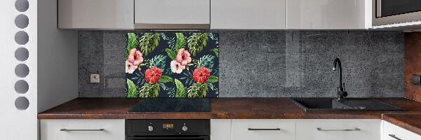 Panneau crédence cuisine Fleurs et feuilles exotiques