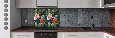 Panneau crédence cuisine Fleurs et feuilles exotiques