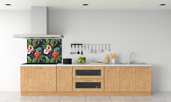 Panneau crédence cuisine Fleurs et feuilles exotiques
