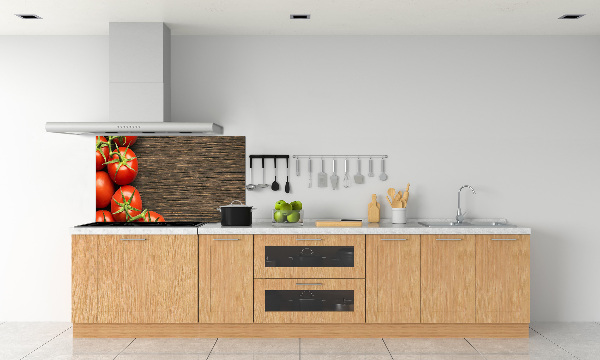Crédence en verre avec motif Tomates sur bois