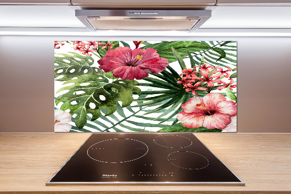 Crédence en verre cuisine Fleurs tropicales