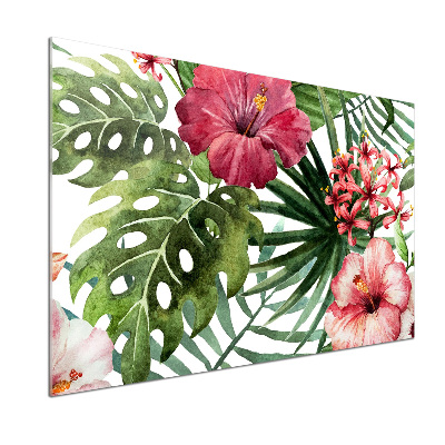Crédence en verre cuisine Fleurs tropicales