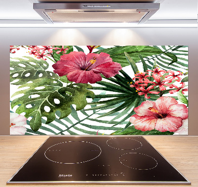 Crédence en verre cuisine Fleurs tropicales