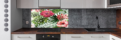 Crédence en verre cuisine Fleurs tropicales