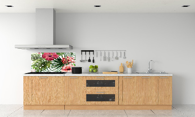 Crédence en verre cuisine Fleurs tropicales