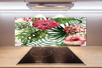 Crédence en verre cuisine Fleurs tropicales