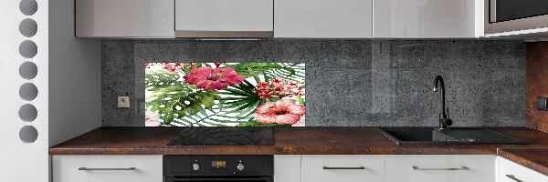 Crédence en verre cuisine Fleurs tropicales