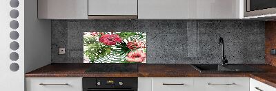 Crédence en verre cuisine Fleurs tropicales