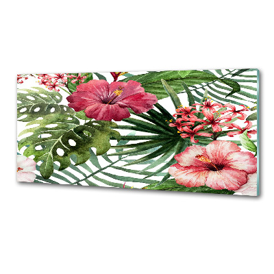 Crédence en verre cuisine Fleurs tropicales