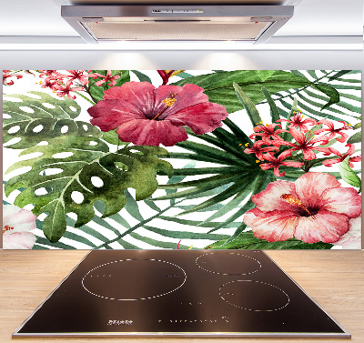 Crédence en verre cuisine Fleurs tropicales