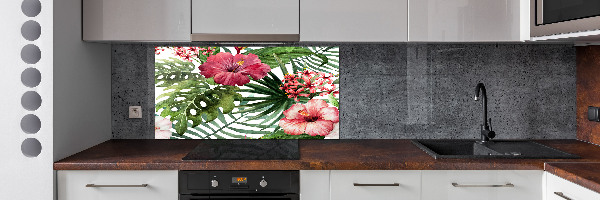 Crédence en verre cuisine Fleurs tropicales