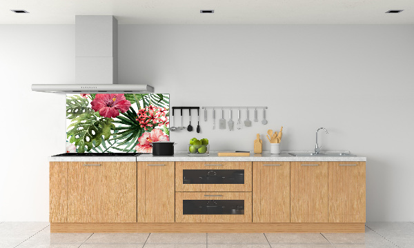 Crédence en verre cuisine Fleurs tropicales