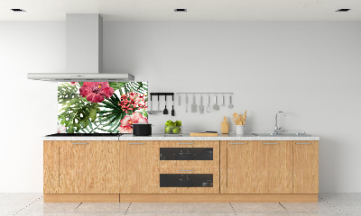 Crédence en verre cuisine Fleurs tropicales