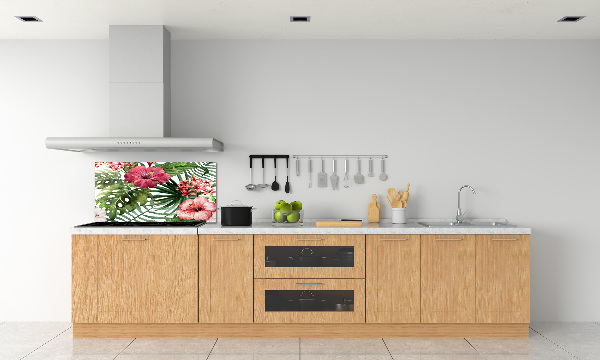 Crédence en verre cuisine Fleurs tropicales