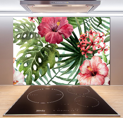 Crédence en verre cuisine Fleurs tropicales