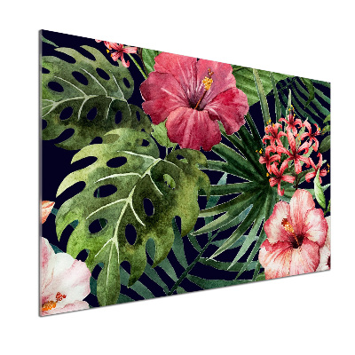 Crédence cuisine en verre trempé Fleurs tropicales