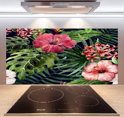 Crédence cuisine en verre trempé Fleurs tropicales