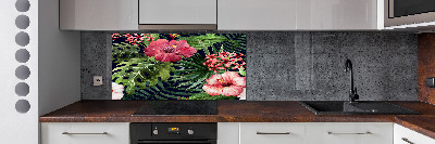 Crédence cuisine en verre trempé Fleurs tropicales