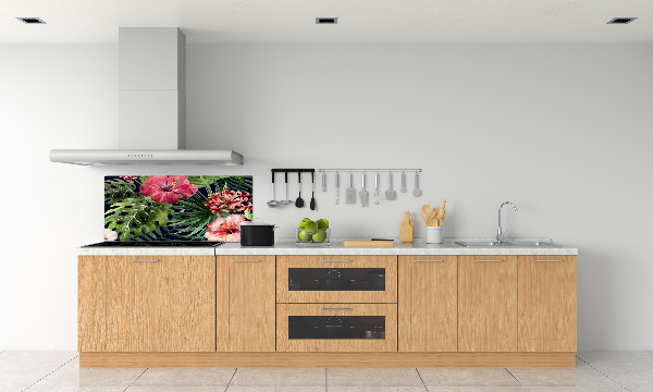 Crédence cuisine en verre trempé Fleurs tropicales