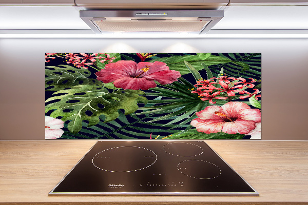 Crédence cuisine en verre trempé Fleurs tropicales