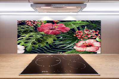 Crédence cuisine en verre trempé Fleurs tropicales