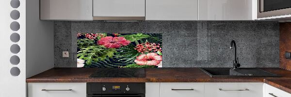 Crédence cuisine en verre trempé Fleurs tropicales
