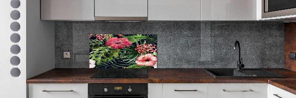 Crédence cuisine en verre trempé Fleurs tropicales