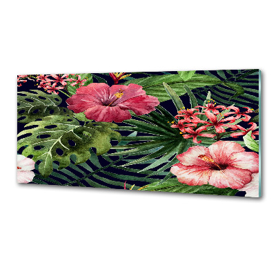 Crédence cuisine en verre trempé Fleurs tropicales