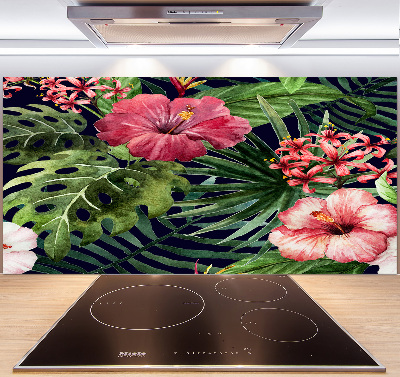 Crédence cuisine en verre trempé Fleurs tropicales