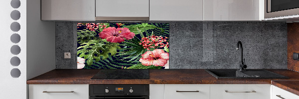Crédence cuisine en verre trempé Fleurs tropicales