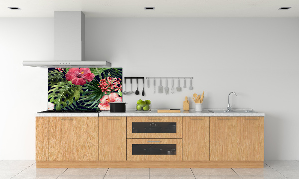 Crédence cuisine en verre trempé Fleurs tropicales