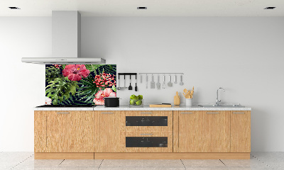 Crédence cuisine en verre trempé Fleurs tropicales