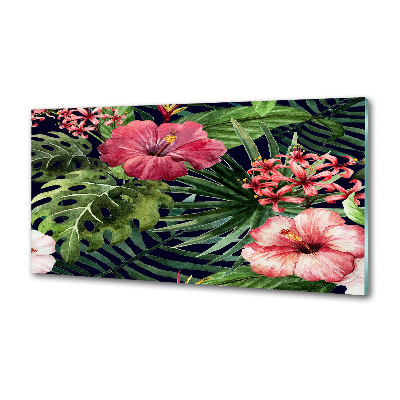 Crédence cuisine en verre trempé Fleurs tropicales