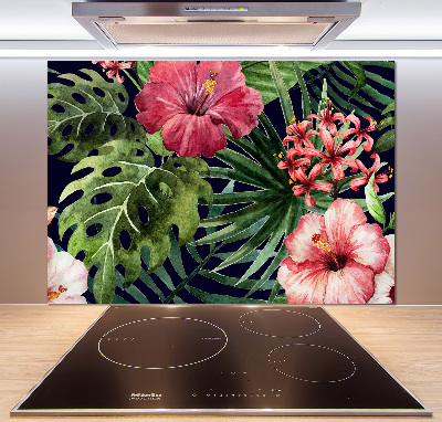 Crédence cuisine en verre trempé Fleurs tropicales