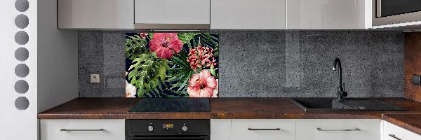 Crédence cuisine en verre trempé Fleurs tropicales