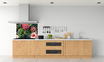 Crédence cuisine en verre trempé Fleurs tropicales