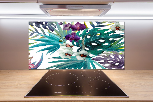 Crédence cuisine en verre Fleurs exotiques