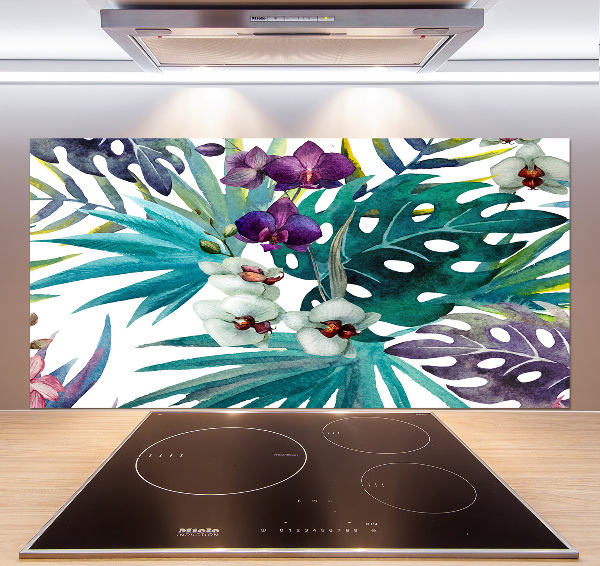 Crédence cuisine en verre Fleurs exotiques