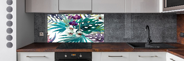 Crédence cuisine en verre Fleurs exotiques