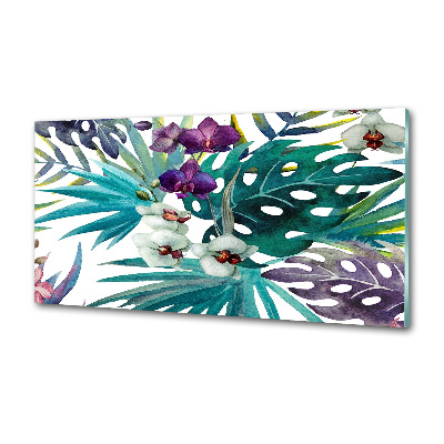 Crédence cuisine en verre Fleurs exotiques