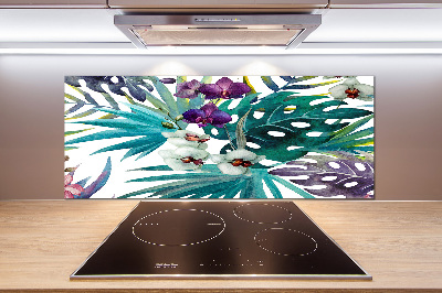 Crédence cuisine en verre Fleurs exotiques