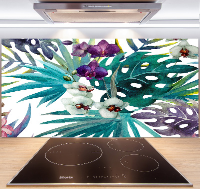 Crédence cuisine en verre Fleurs exotiques