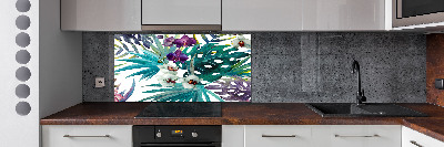 Crédence cuisine en verre Fleurs exotiques