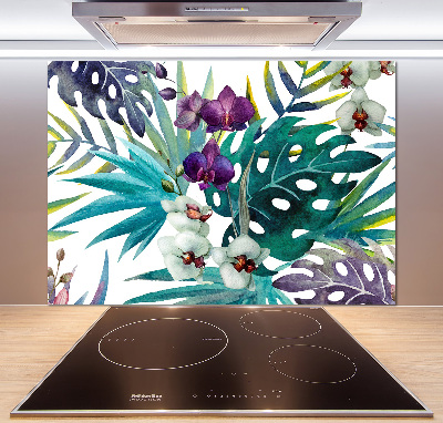 Crédence cuisine en verre Fleurs exotiques