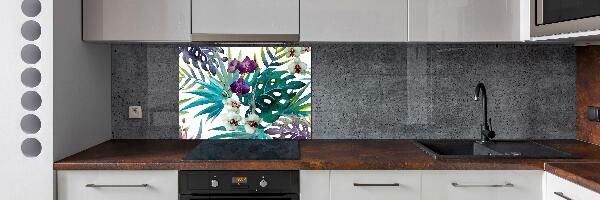 Crédence cuisine en verre Fleurs exotiques